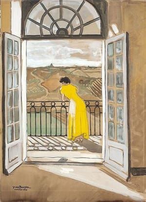 Artwork Title: Woman in yellow at her window, Cordes
