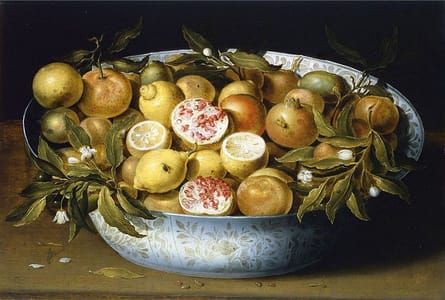 Artwork Title: Lemons and Pomegranates in a Chinese Bowl