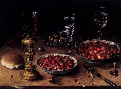 Artwork Title: Still Life with Cherries and Strawberries in China Bowls