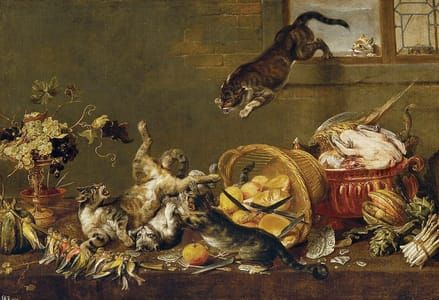 Artwork Title: Cats Fighting in a Larder