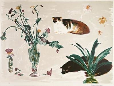 Artwork Title: Cats and Flowers