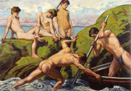 Artwork Title: Naked Youths and Boatmen