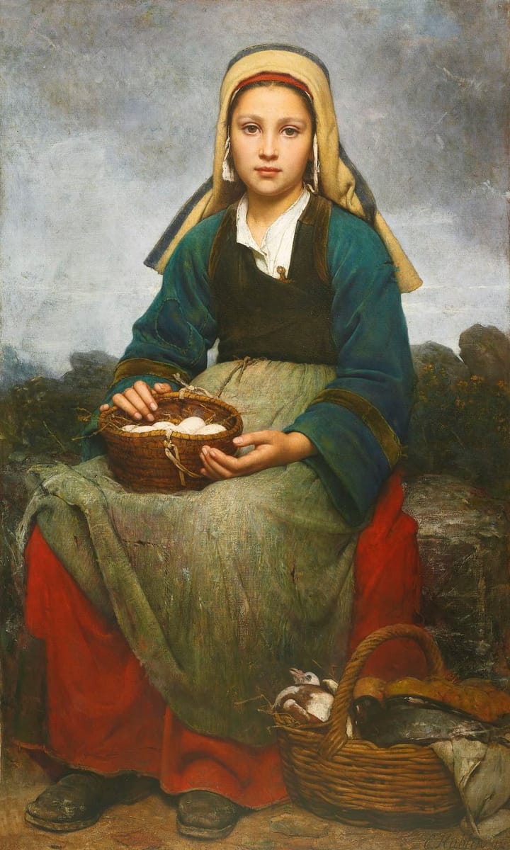Artwork Title: A Young Girl Holding a Basket of Eggs