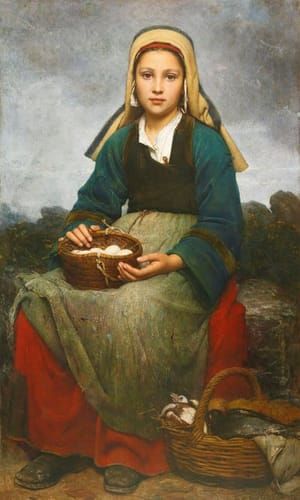 Artwork Title: A Young Girl Holding a Basket of Eggs