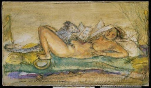 Artwork Title: Nude with Rat and Books