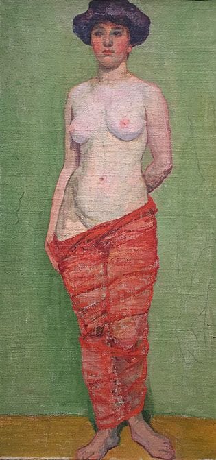 Artwork Title: Akt mit rotem Tuch (Nude with Red Cloth)