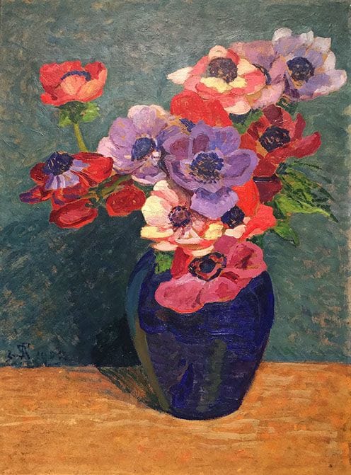 Artwork Title: Anemonen in blauer Vase (Anemones in Blue Vase)