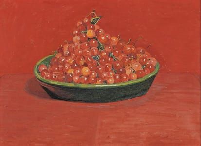 Artwork Title: Rote Kirschen auf rotem Grund (Red Cherries on a Red Background)