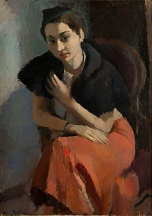 Artwork Title: Woman in a Pink Dress and Black Fur (no date)