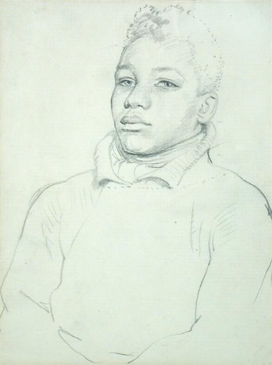 Artwork Title: Portrait Of A Black Youth, Seated Half Length, Wearing A Pullover