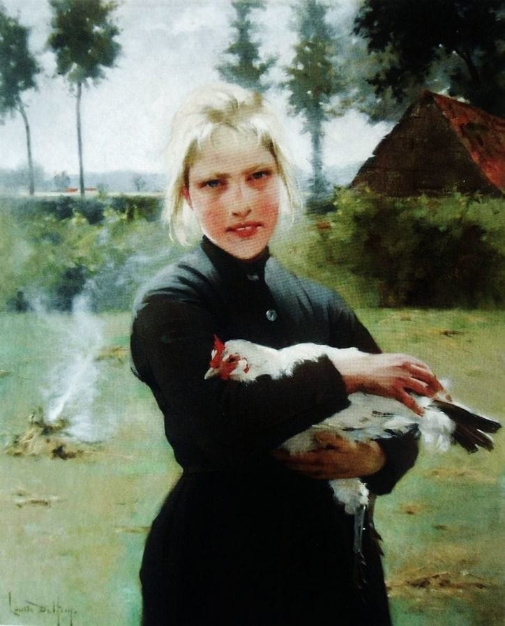 Artwork Title: Portrait of a Girl with a Chicken in her Arms