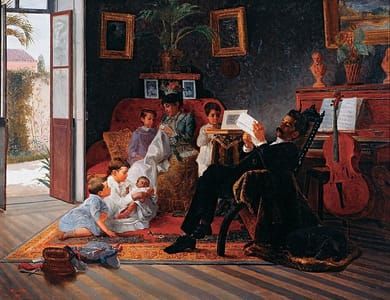 Artwork Title: Scene of Adolfo Pinto’s Family