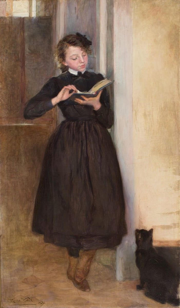 Artwork Title: Girl with Black Kitten