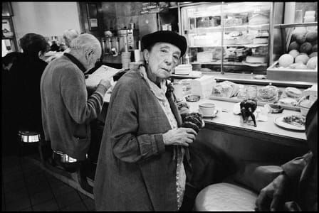 Artwork Title: Sculptor Louise Bourgeois in an Upper Westside coffee shop, New York City