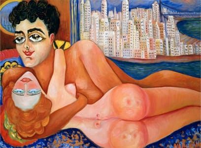 Artwork Title: Nahui Olin and Eugenio Agacino in front of Manhattan Island