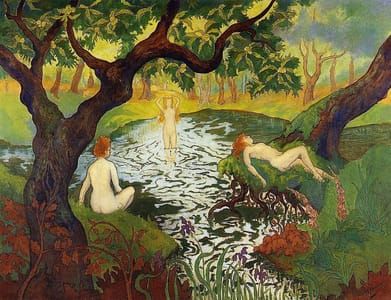 Artwork Title: Three Bathers Among the Irises