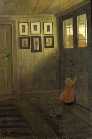 Artwork Title: The girl at the door. Interior of the artist's house