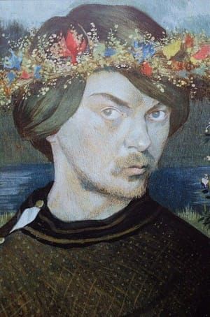 Artwork Title: Self Portrait with Floral Wreath
