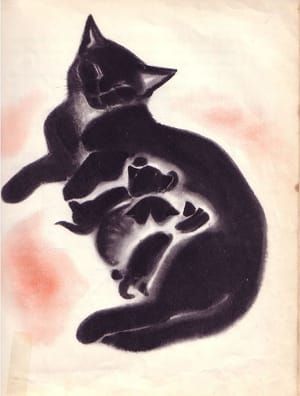Artwork Title: Sheba and her three kittens, Butch, Brenda and Charcoal from the book, April's Kittens
