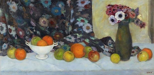 Artwork Title: Still Life With Fruits and Flowers in a Vase
