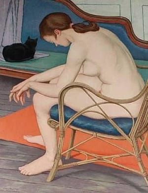 Artwork Title: Nude in a Wicker Chair