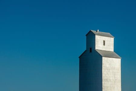 Artwork Title: Old Grain Elevator Against Steel Blue Sky