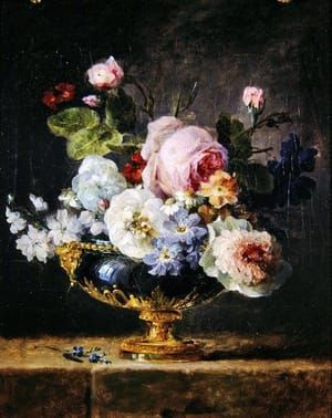 Artwork Title: Fleurs dans un Vase de Porceleine Bleue