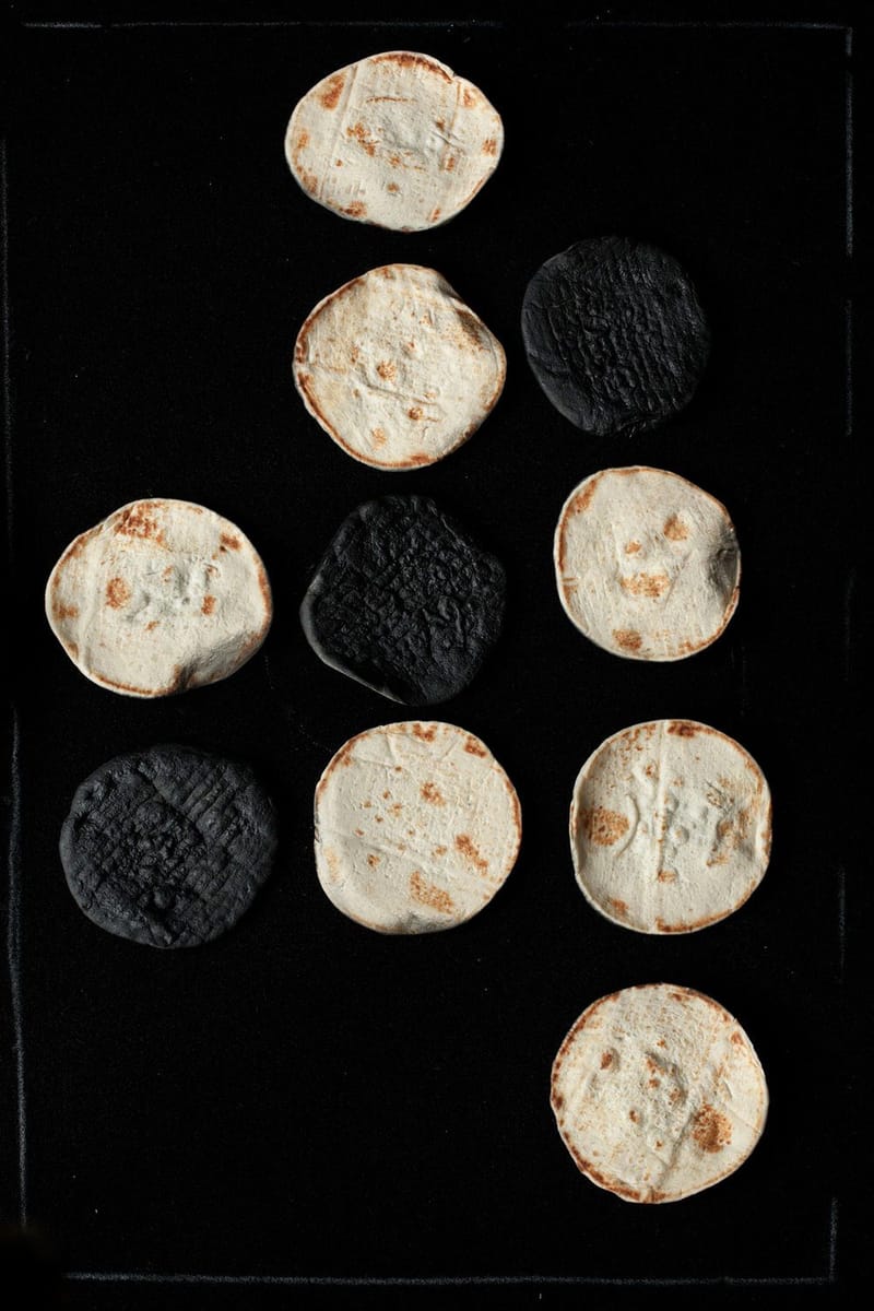 Artwork Title: 7 Pittas With Their Natural Sides Facing Upward, Compared With 3 Pittas With Their Black Sides Facin