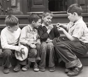 Artwork Title: Kids on Manhattan Stoop