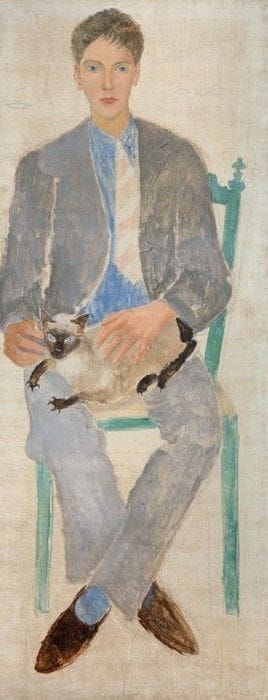 Artwork Title: Boy with a Cat / Jean Bourgoint