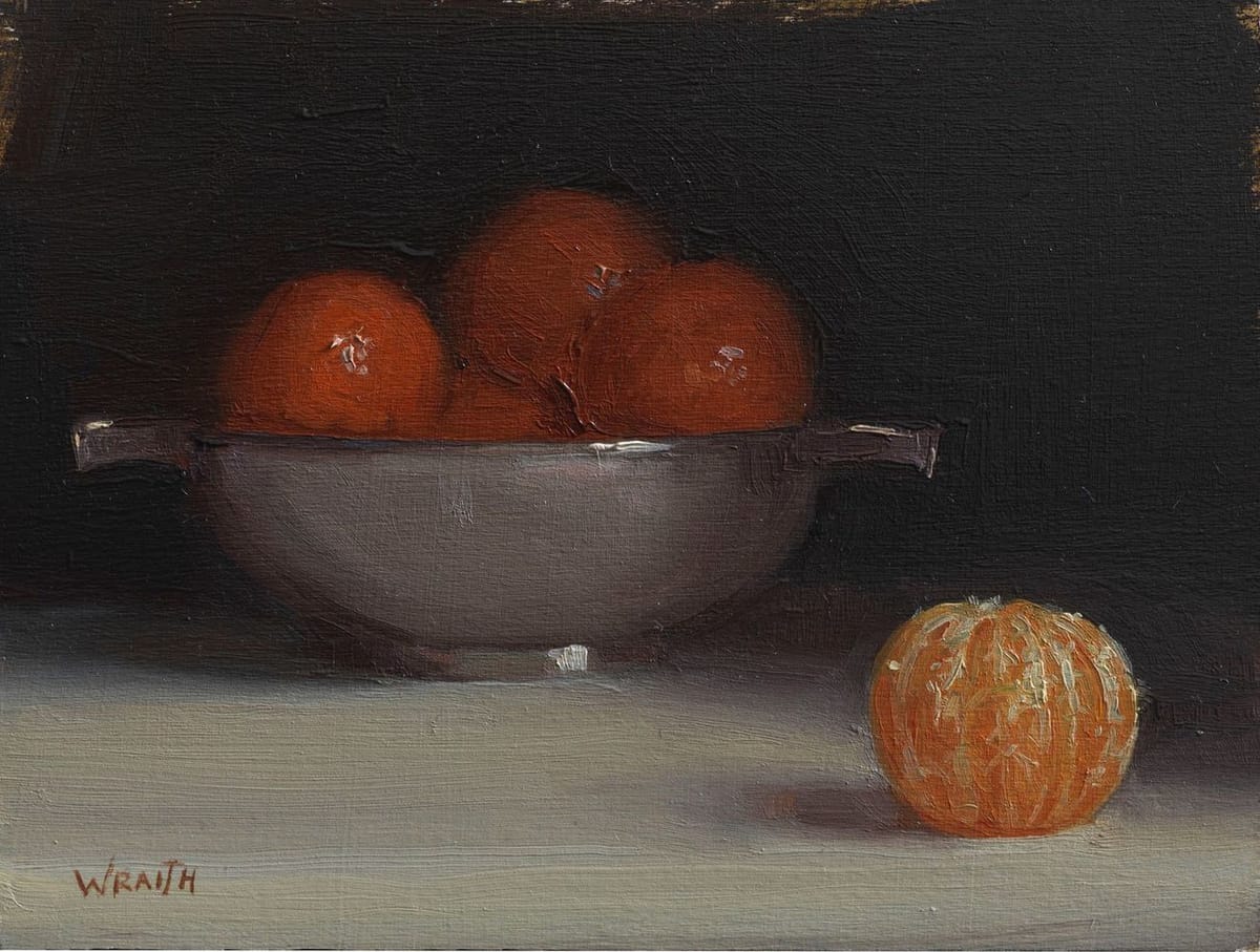 Artwork Title: Oranges, Silver Bowl