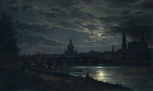 Artwork Title: View of Dresden by Moonlight