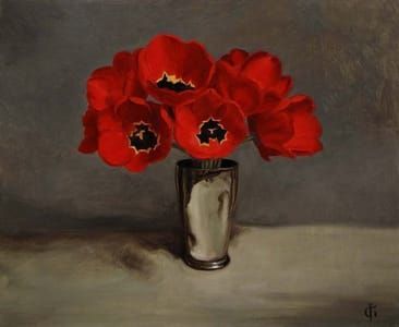 Artwork Title: Tulips in a Silver Vase