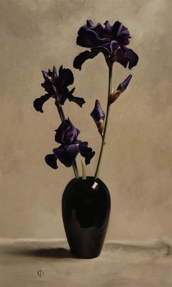 Artwork Title: Iris in a Black Vase