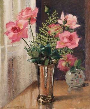 Artwork Title: Roses in a Silver Vase