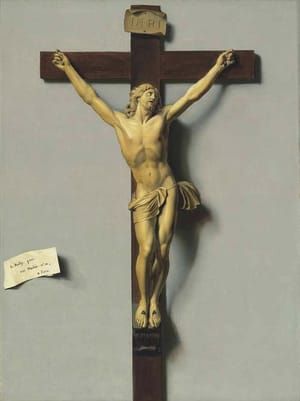 Artwork Title: A trompe l'oeil of an ivory and wood crucifix