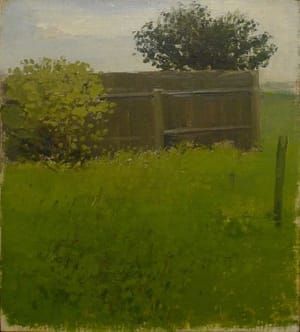 Artwork Title: Landscape with Fence and Bushes
