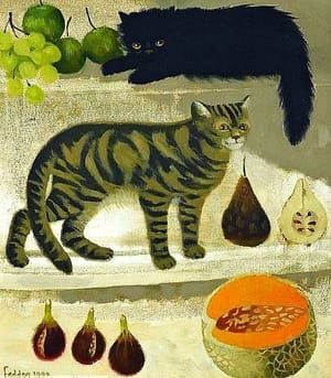Artwork Title: Cats and Fruit  1990