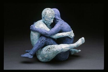 Artwork Title: Embracing Blue Couple Teapot