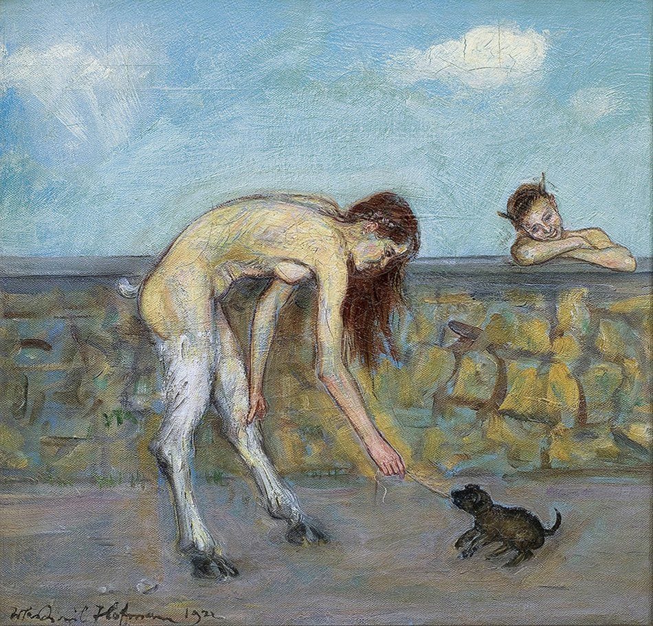 Artwork Title: Playing with a Dog
