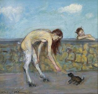 Artwork Title: Playing with a Dog