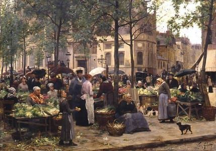 Artwork Title: Paris, vegetable market in the central market of Paris