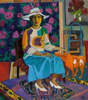 Artwork Title: Lady with a Red Dog