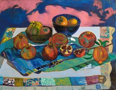 Artwork Title: Pomegranates and Persimmons