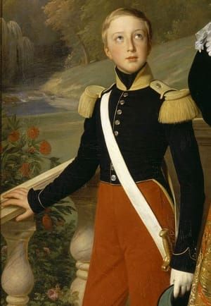 Artwork Title: La Reine Marie-Amélie et deux de ses fils, le duc d'Aumale en uniforme de soldat de l'infanterie lég
