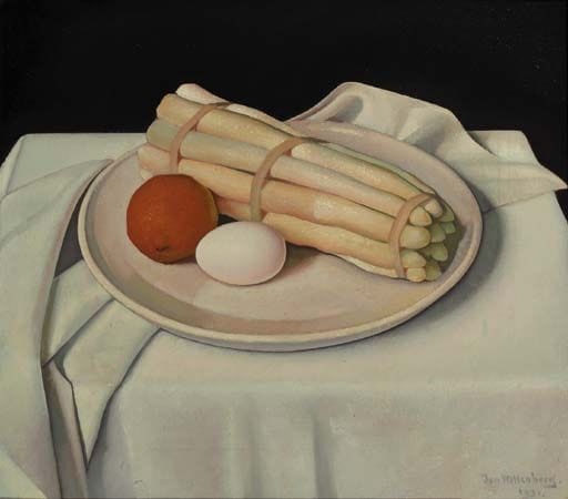 Artwork Title: Still Life with Asparagus, an Orange and an Egg on a Plate