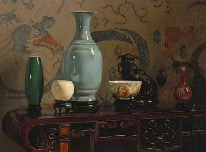 Artwork Title: Asian Still Life with Blue Vase