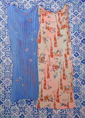 Artwork Title: Japanese Fabric and Spanish Tile
