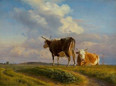 Artwork Title: Two Cows in an Open Field