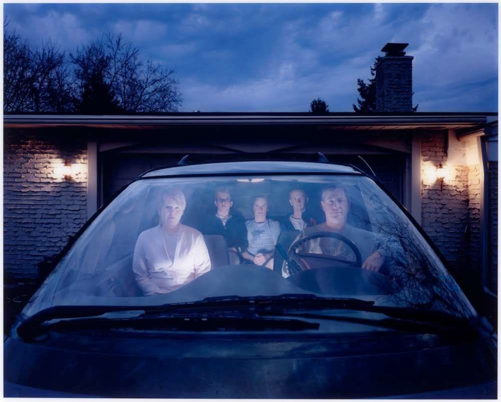 Artwork Title: Self Portrait (Julie) with Family in SUV, Michigan